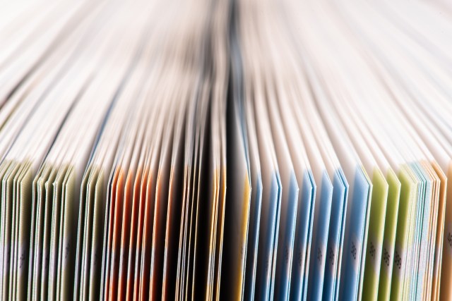 Soft-toned files in a row.