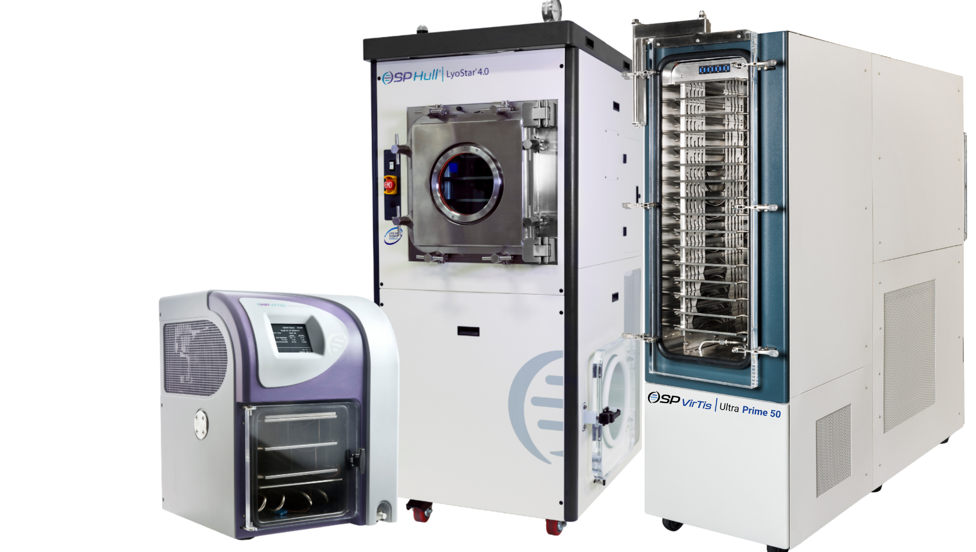 Development, pilot, and production freeze dryers of various sizes and throughputs.