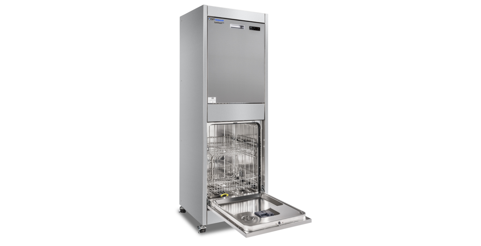 Hotpack Ionwash vertical stacked laboratory glassware washer.